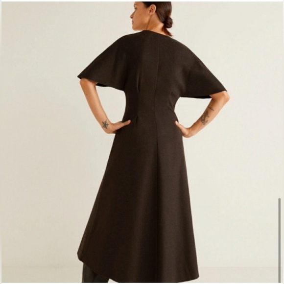 MNG committed collection recycled wool dress midi dress brown new size 6 - Picture 3 of 14